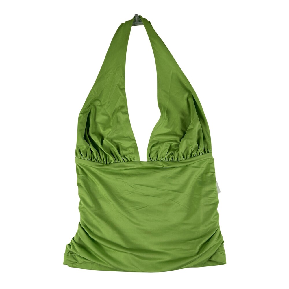 Good American Jersey Halter Top Womens XS Lime Green Halter Ruched Stretch